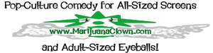 Logo of the MarijuanaClown.com, seller of Marijuana-themed gear.