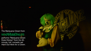 Marijuana Clown performs a just-off Detroit comedy show.